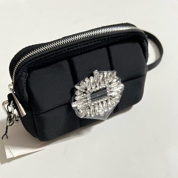 Zara Black Jewel Rhinestone BEADED MINI Quilted CROSSBODY BAG - Picture 13 of 16